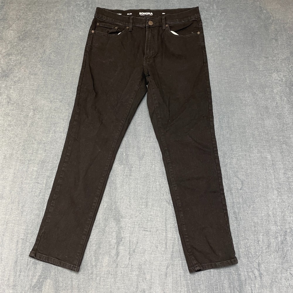 Sonoma Goods For Life Everyday Jeans Men 33x30 Black Dark Wash Straight Slim Fit